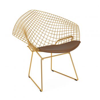 Bertoia Diamond Chair mit Ledersitzkissen