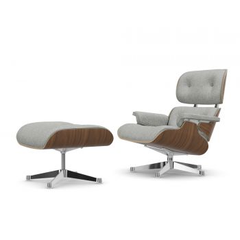 Lounge Chair & Ottoman Nussbaum weiß Stoff